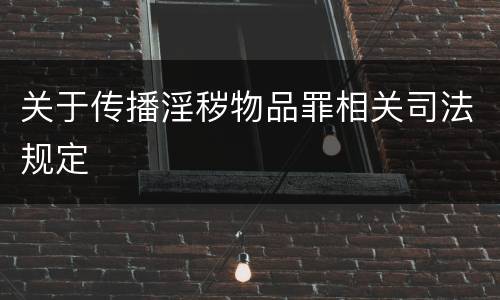 关于传播淫秽物品罪相关司法规定