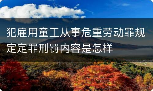 犯雇用童工从事危重劳动罪规定定罪刑罚内容是怎样