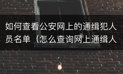 如何查看公安网上的通缉犯人员名单（怎么查询网上通缉人员名单）