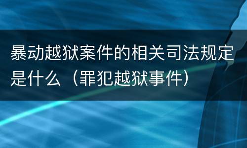 暴动越狱案件的相关司法规定是什么（罪犯越狱事件）