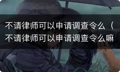 不请律师可以申请调查令么（不请律师可以申请调查令么嘛）
