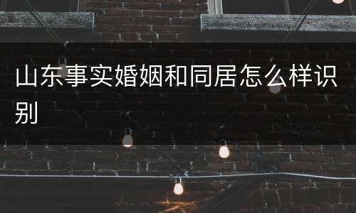 山东事实婚姻和同居怎么样识别