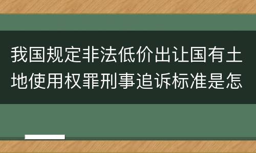 我国规定非法低价出让国有土地使用权罪刑事追诉标准是怎么样规定