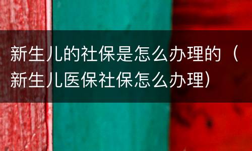 新生儿的社保是怎么办理的（新生儿医保社保怎么办理）