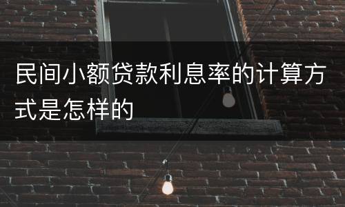 民间小额贷款利息率的计算方式是怎样的