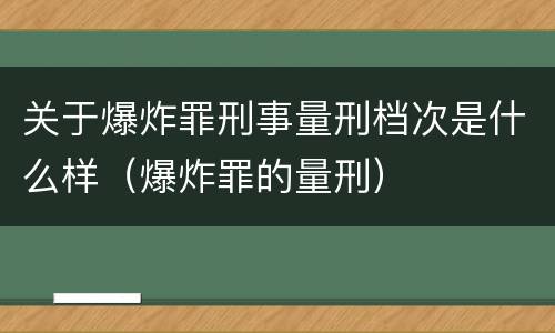 关于爆炸罪刑事量刑档次是什么样（爆炸罪的量刑）