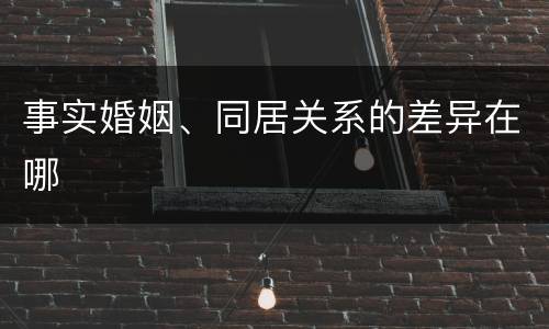 事实婚姻、同居关系的差异在哪