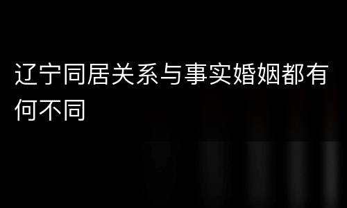 辽宁同居关系与事实婚姻都有何不同