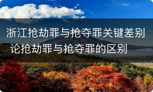 浙江抢劫罪与抢夺罪关键差别 论抢劫罪与抢夺罪的区别
