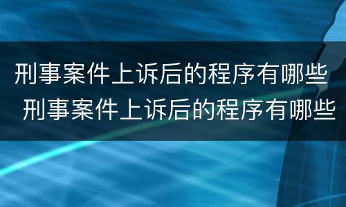 刑事案件上诉后的程序有哪些 刑事案件上诉后的程序有哪些流程