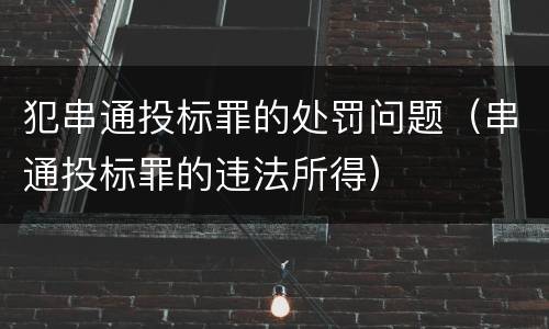 犯串通投标罪的处罚问题（串通投标罪的违法所得）