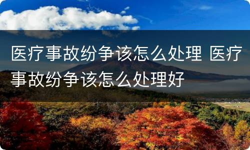 医疗事故纷争该怎么处理 医疗事故纷争该怎么处理好