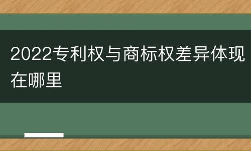 2022专利权与商标权差异体现在哪里