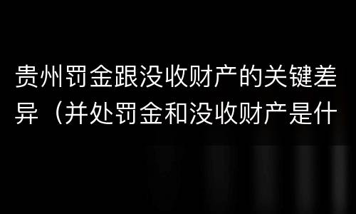 贵州罚金跟没收财产的关键差异（并处罚金和没收财产是什么意思）