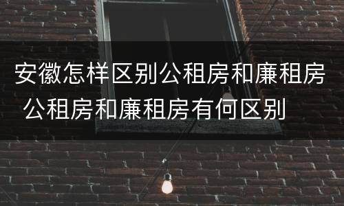 安徽怎样区别公租房和廉租房 公租房和廉租房有何区别