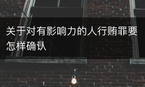 关于对有影响力的人行贿罪要怎样确认