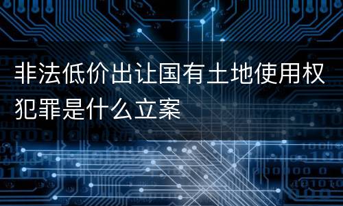 非法低价出让国有土地使用权犯罪是什么立案