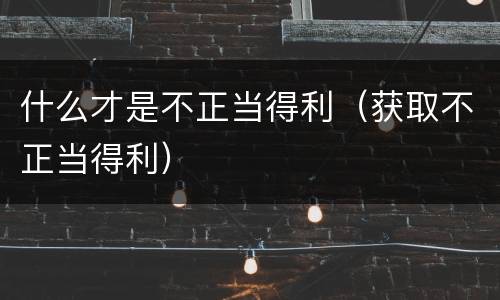 什么才是不正当得利（获取不正当得利）