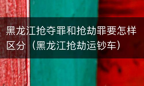 黑龙江抢夺罪和抢劫罪要怎样区分（黑龙江抢劫运钞车）