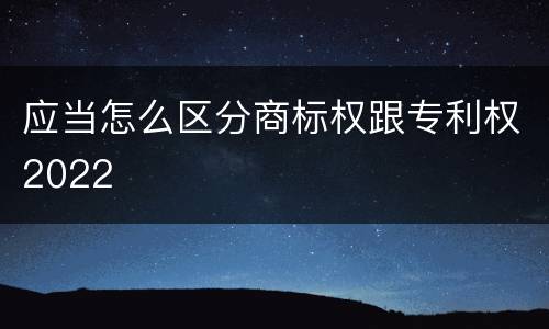 应当怎么区分商标权跟专利权2022