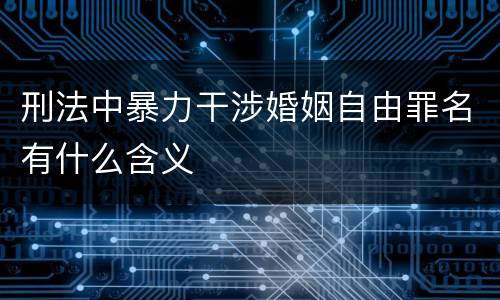 刑法中暴力干涉婚姻自由罪名有什么含义