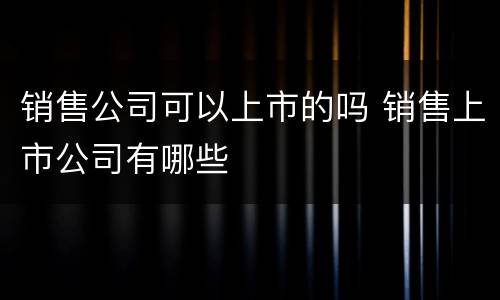 销售公司可以上市的吗 销售上市公司有哪些