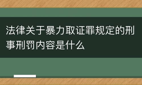 法律关于暴力取证罪规定的刑事刑罚内容是什么