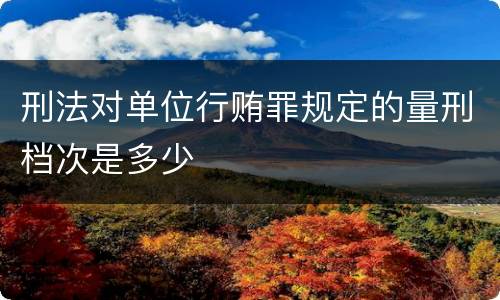 刑法对单位行贿罪规定的量刑档次是多少