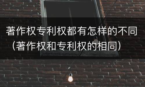 著作权专利权都有怎样的不同（著作权和专利权的相同）