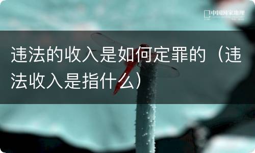 违法的收入是如何定罪的（违法收入是指什么）