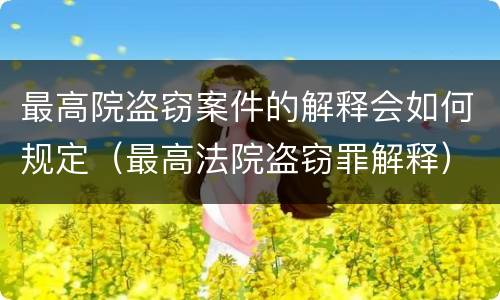 最高院盗窃案件的解释会如何规定（最高法院盗窃罪解释）