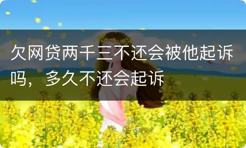 欠网贷两千三不还会被他起诉吗，多久不还会起诉