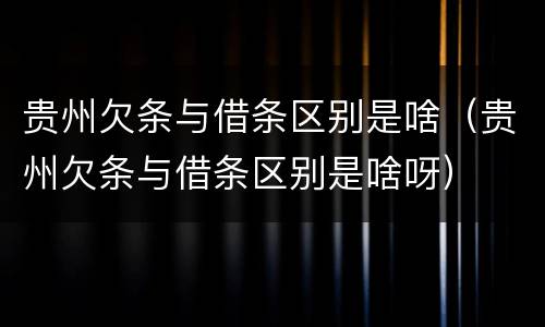 贵州欠条与借条区别是啥（贵州欠条与借条区别是啥呀）