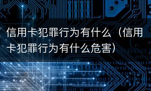 信用卡犯罪行为有什么（信用卡犯罪行为有什么危害）