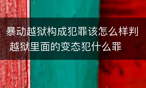暴动越狱构成犯罪该怎么样判 越狱里面的变态犯什么罪