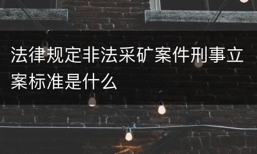 法律规定非法采矿案件刑事立案标准是什么