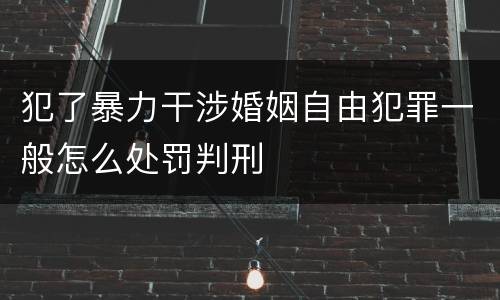 犯了暴力干涉婚姻自由犯罪一般怎么处罚判刑