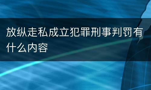 放纵走私成立犯罪刑事判罚有什么内容