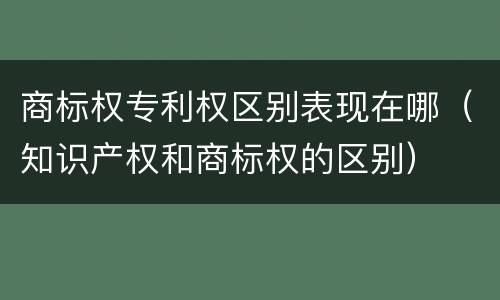 商标权专利权区别表现在哪（知识产权和商标权的区别）