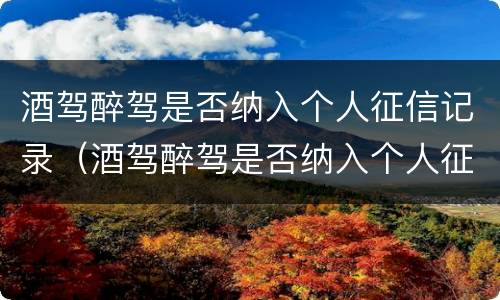酒驾醉驾是否纳入个人征信记录（酒驾醉驾是否纳入个人征信记录了）