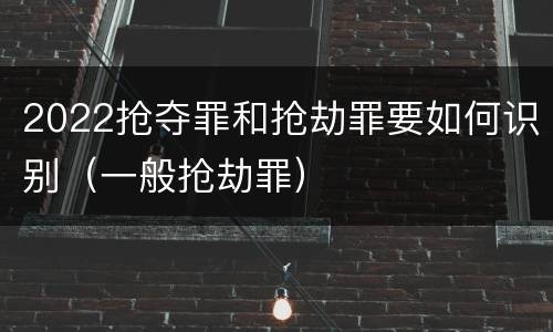 2022抢夺罪和抢劫罪要如何识别（一般抢劫罪）