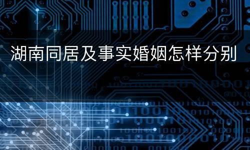 湖南同居及事实婚姻怎样分别