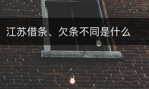 江苏借条、欠条不同是什么