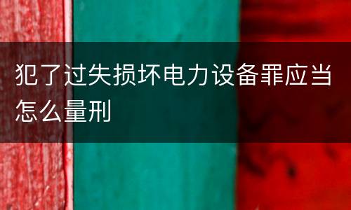 犯了过失损坏电力设备罪应当怎么量刑