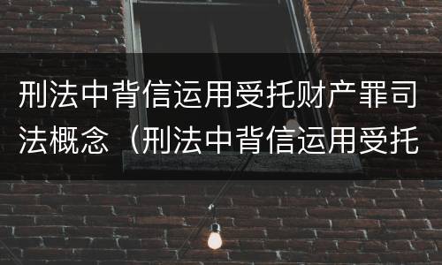 刑法中背信运用受托财产罪司法概念（刑法中背信运用受托财产罪司法概念的是）