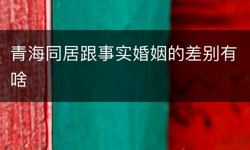青海同居跟事实婚姻的差别有啥