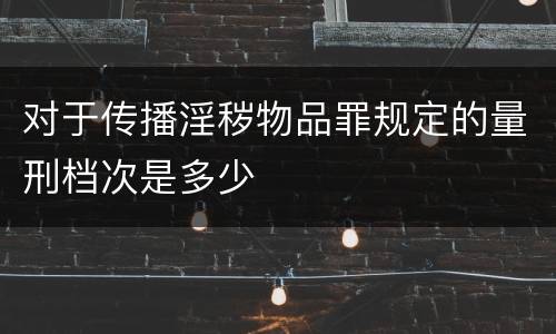 对于传播淫秽物品罪规定的量刑档次是多少