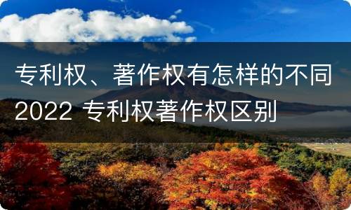 专利权、著作权有怎样的不同2022 专利权著作权区别