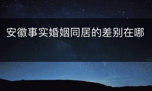 安徽事实婚姻同居的差别在哪