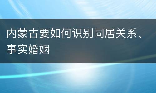 内蒙古要如何识别同居关系、事实婚姻